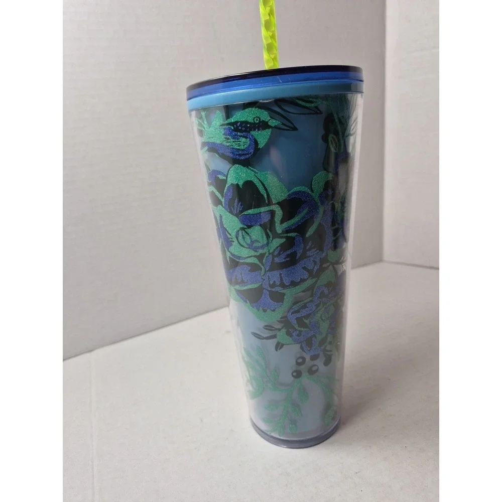 Starbucks Berry‎ Corsage Blue Venti Travel Cold Cup Tumbler 2022 Sparkle Coffee